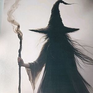 Witch Silhouette Canvas Print 12 X 17.5 Gray And Black